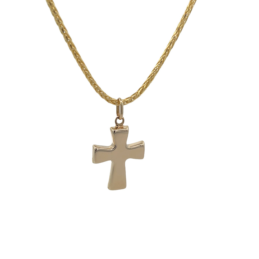 14K Gold Flat Frame Cross Pendant