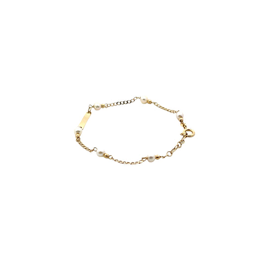 14K Gold Pearl Accents Baby Bracelet