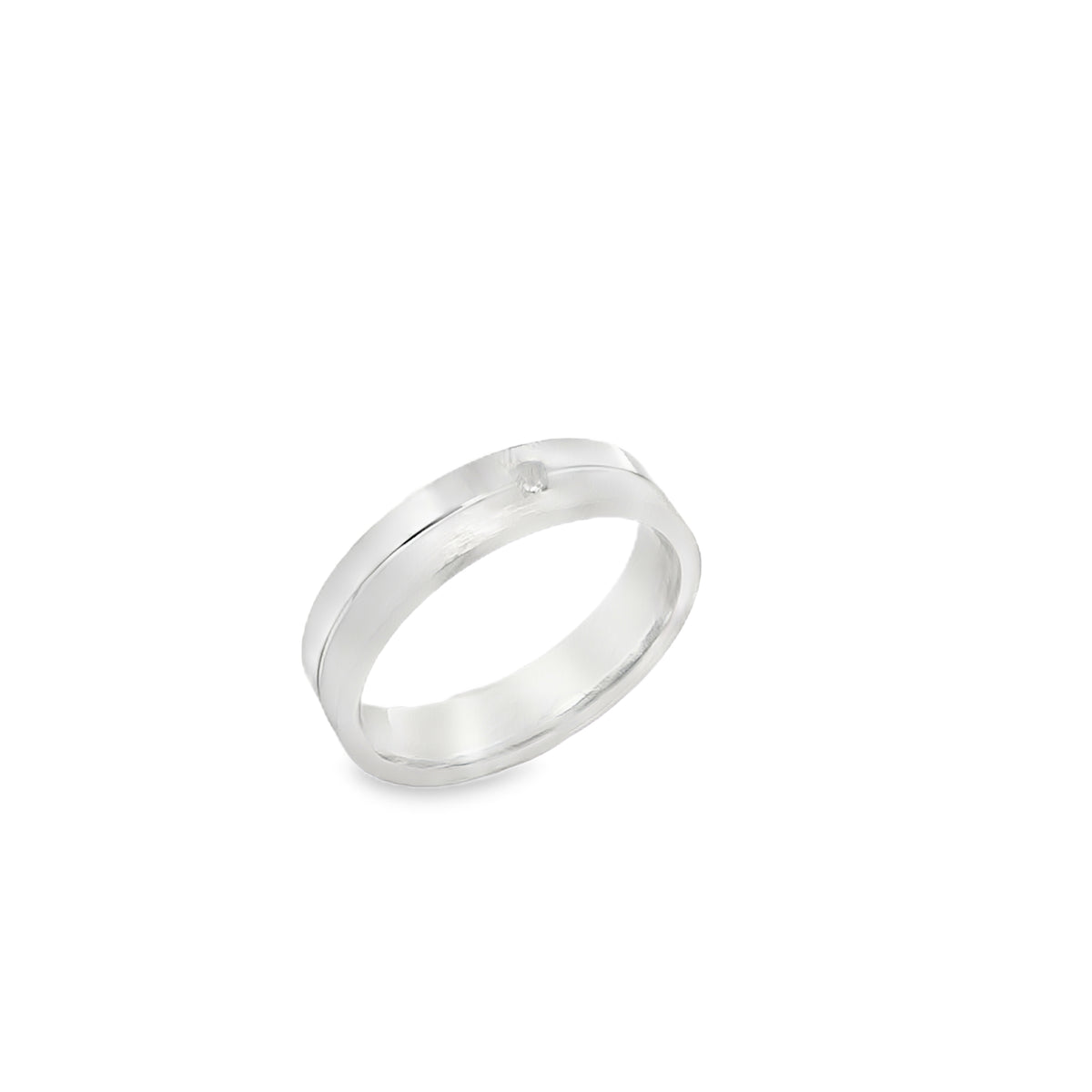 Suspiria Men Wedding Band 925 with 1 CZ Shine and Matte Square | Suspiria | Luby 