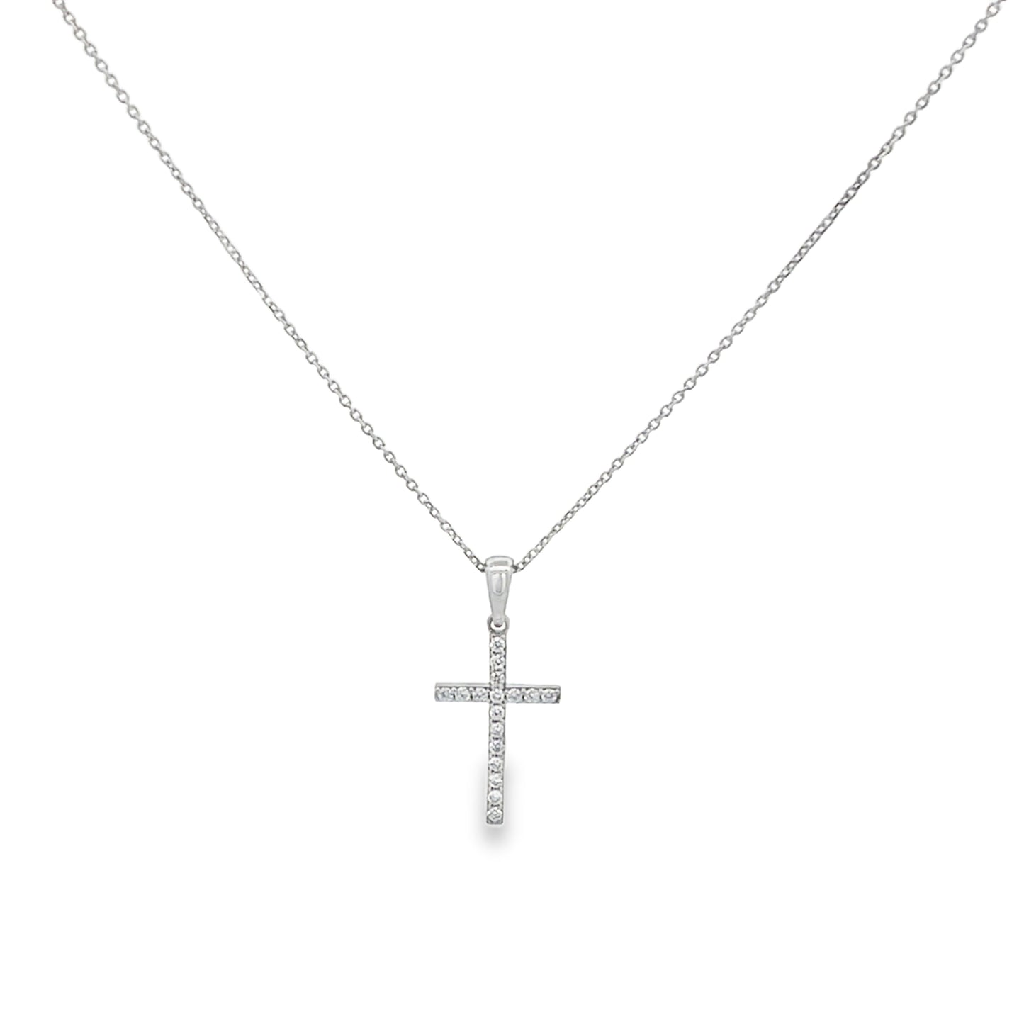 14K White Gold Natural Diamond Elegant Cross Pendant | Luby Gold Collection | Luby 