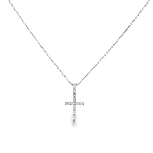 14K White Gold Natural Diamond Elegant Cross Pendant | Luby Gold Collection | Luby 