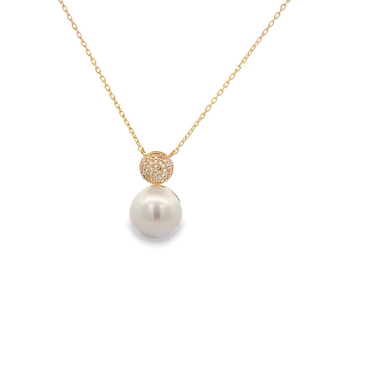 14K Yellow Gold Saltwater Pearls Diamond Necklace | Luby Gold Collection | Luby 