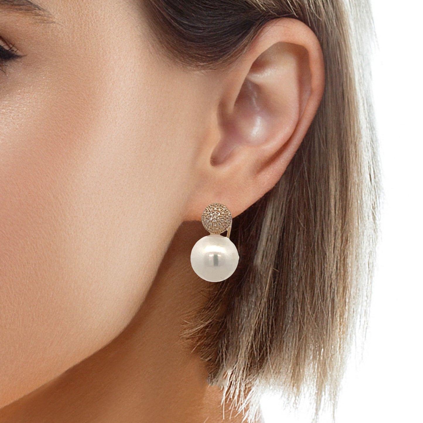 14K Gold Saltwater Pearls Diamond Earrings | Luby Gold Collection | Luby 
