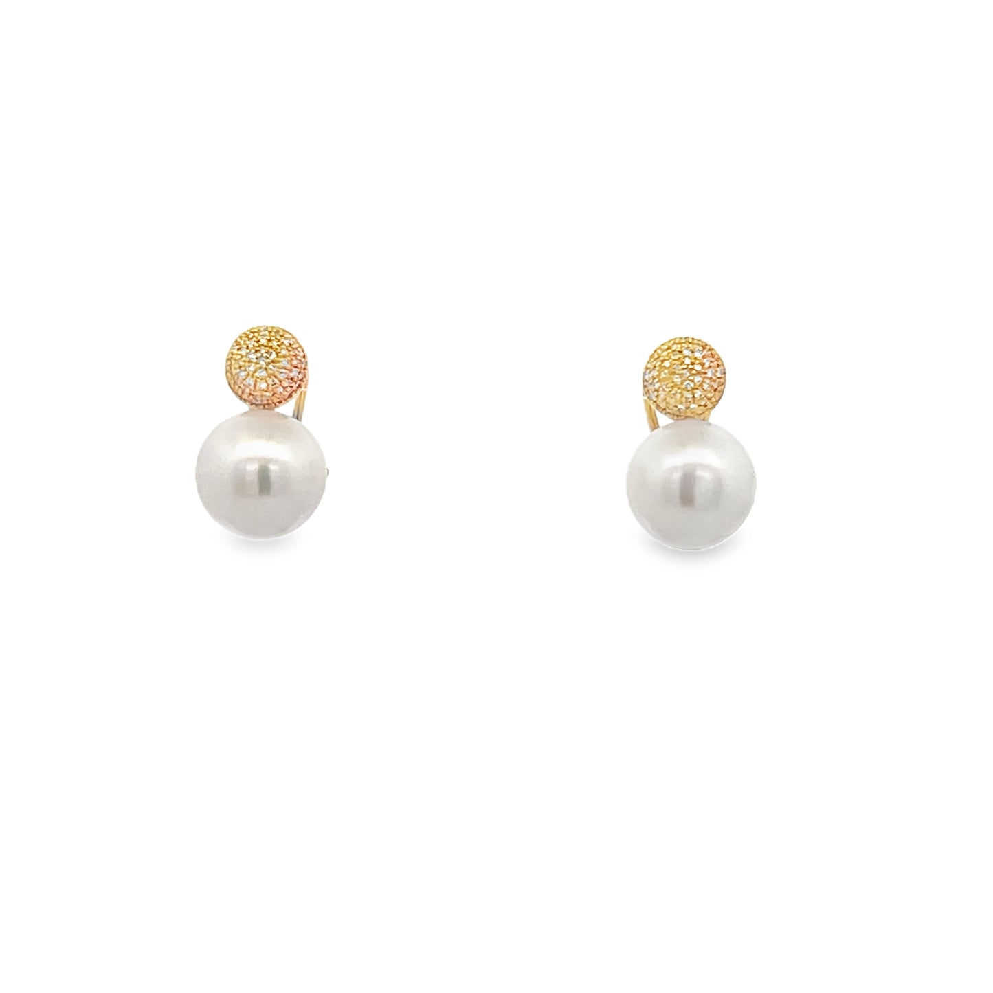 14K Gold Saltwater Pearls Diamond Earrings | Luby Gold Collection | Luby 