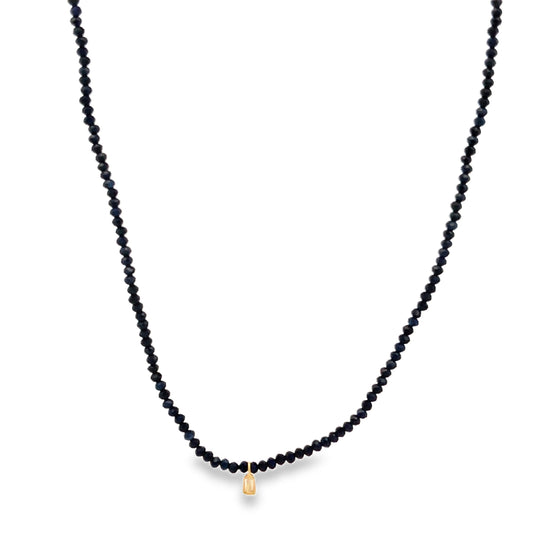 14K Gold Blue Sapphire Diamond Baguette Cut Accent Necklace | Luby Gold Collection | Luby 