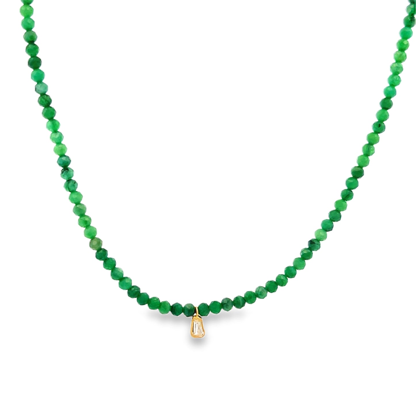 14K Gold Emerald Baguette Cut Accent Necklace | Luby Gold Collection | Luby 