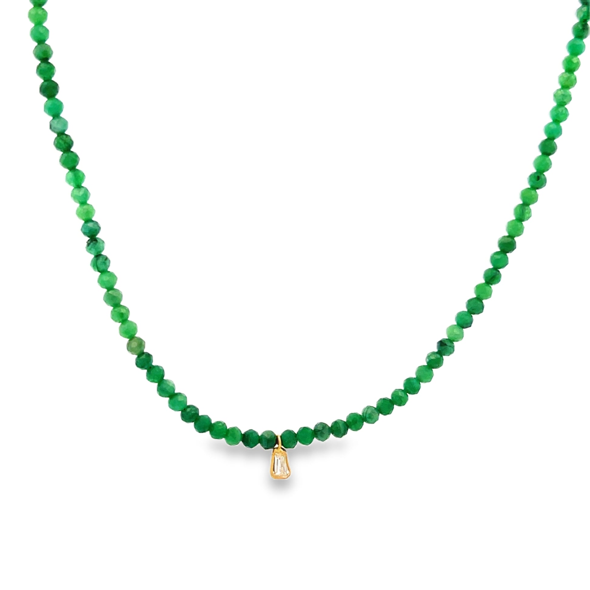14K Gold Emerald Baguette Cut Accent Necklace | Luby Gold Collection | Luby 