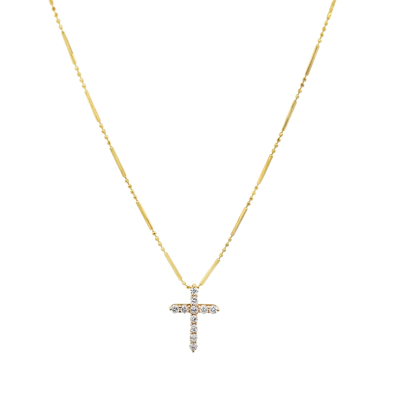 14K Yellow Gold Natural Diamond Mini Cross Pendant | Luby Gold Collection | Luby 