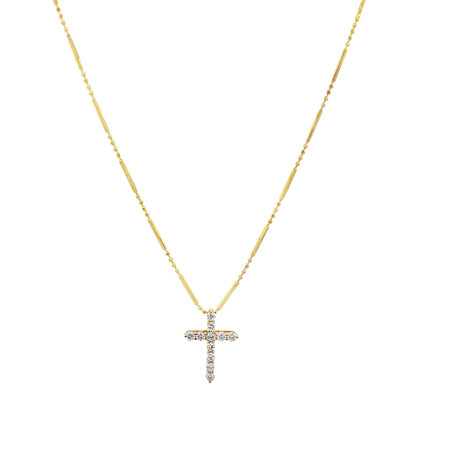 14K Yellow Gold Natural Diamond Mini Cross Pendant