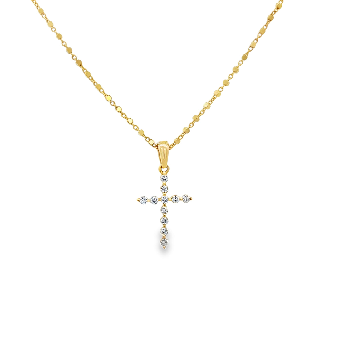 14K Yellow Gold Point Diamond Cross | Luby Gold Collection | Luby 