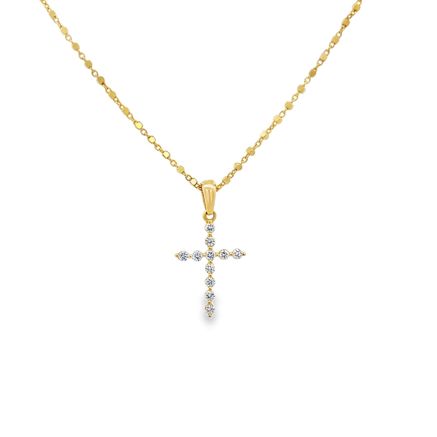 14K Yellow Gold Point Diamond Cross