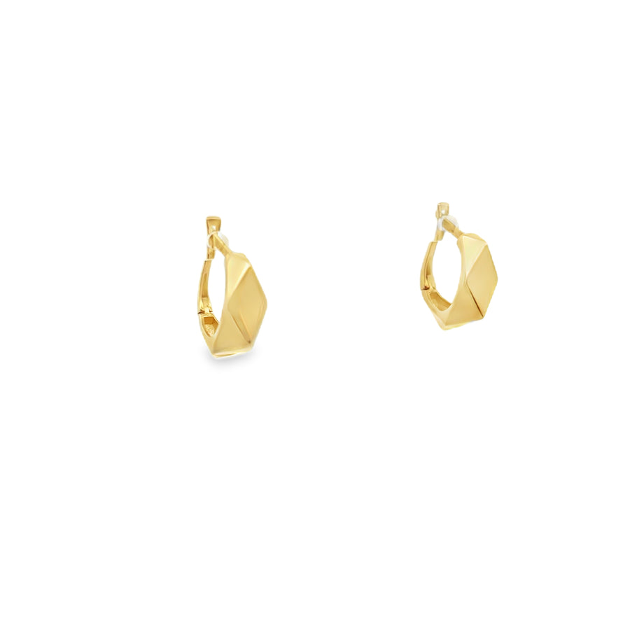 14K Gold Faceted Hoops