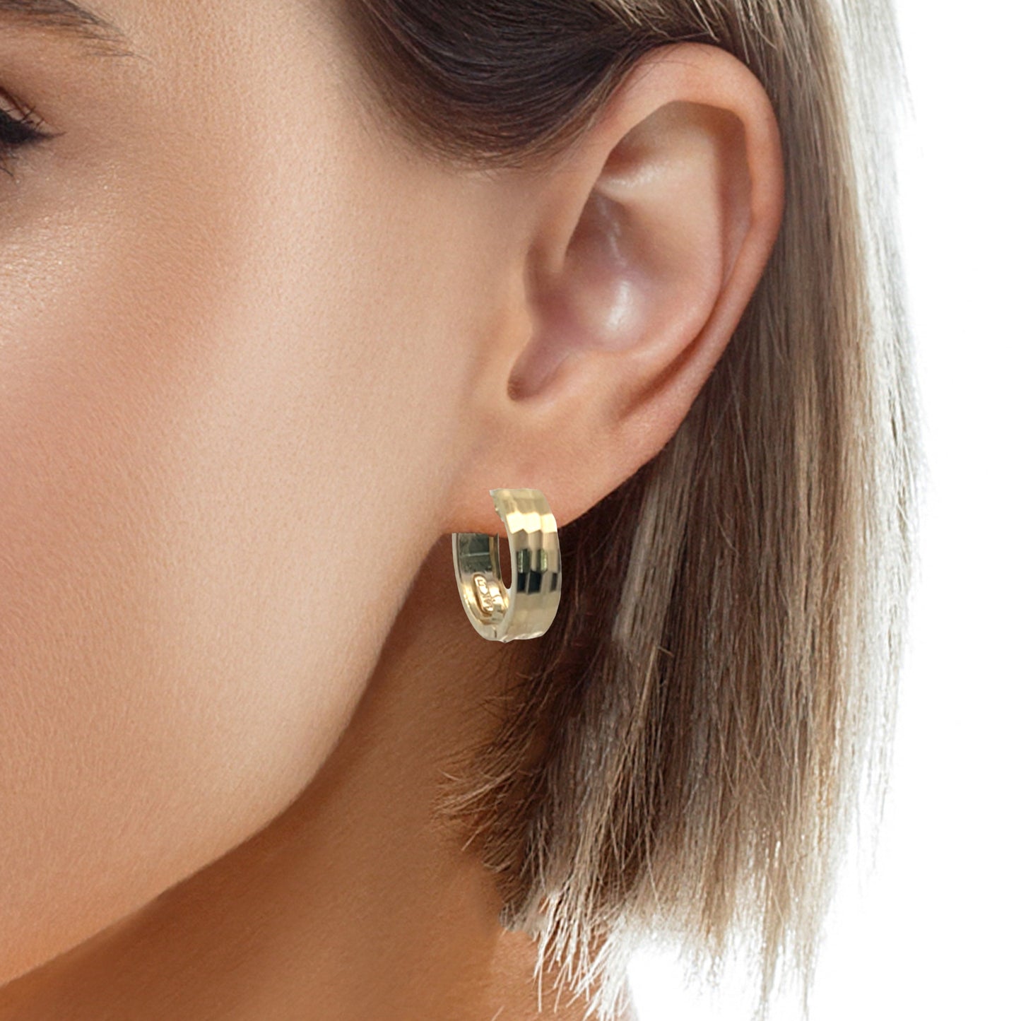 14K Gold Faceted Cut Hoops | Luby Gold Collection | Luby 