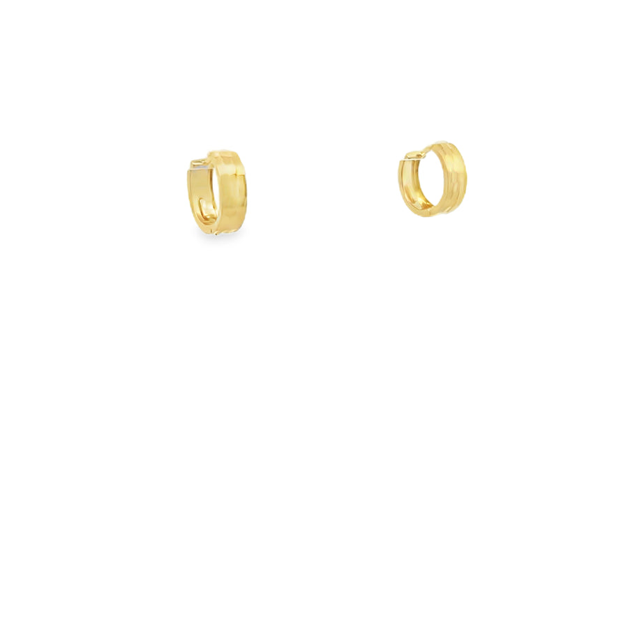 14K Gold Faceted Cut Hoops