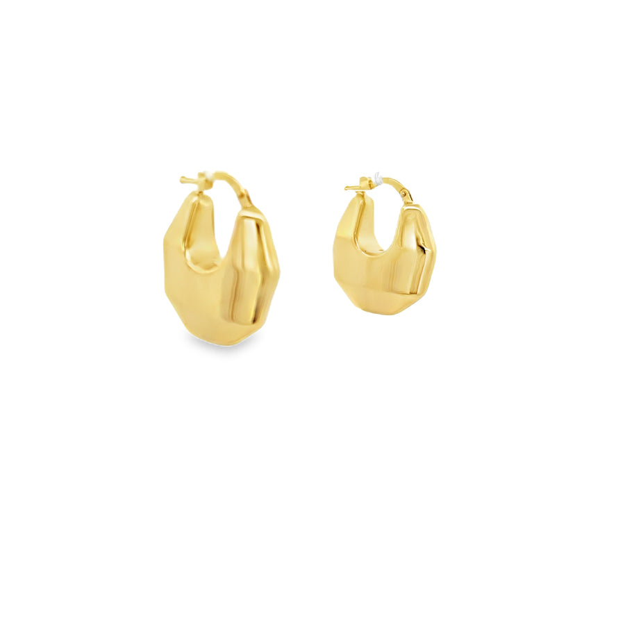 14K Gold Puff U Hoops