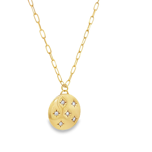 14K Diamond Star Cluster Medallion Necklace | Luby Gold Collection | Luby 