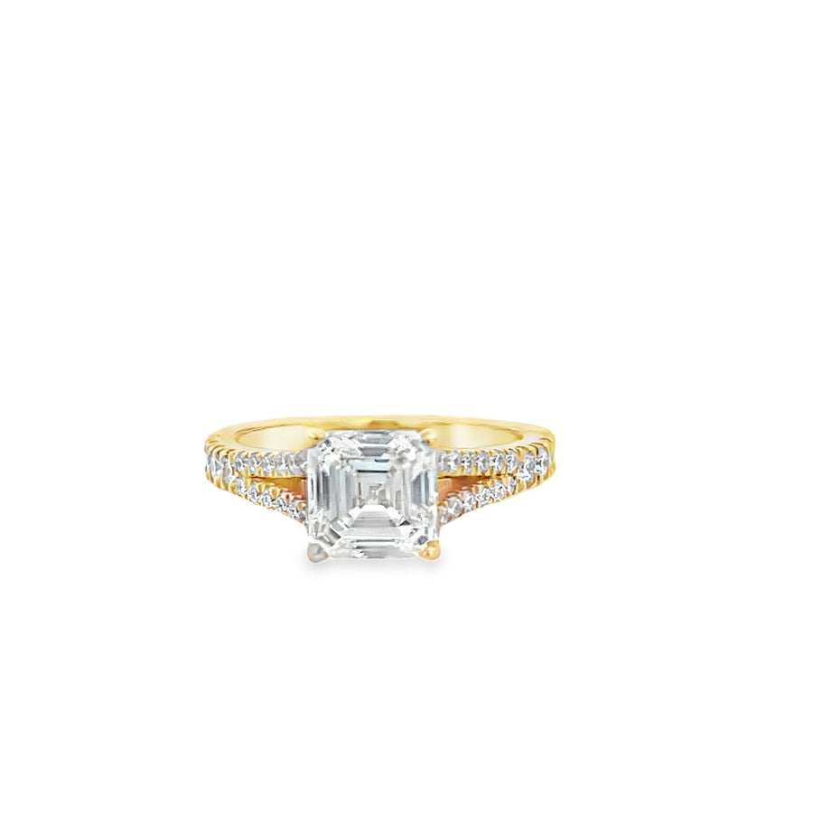 14K Yellow Gold Princess Radiant Cut Ring