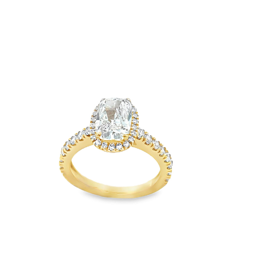 14K Yellow Gold with Lab Diamond Radiant Oval Cut Ring