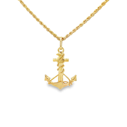 14K Gold Anchor Pendant
