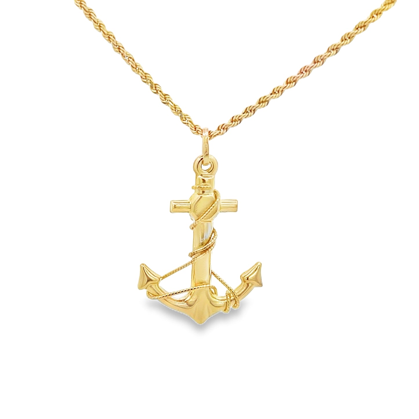 14K Gold Anchor Pendant Bold