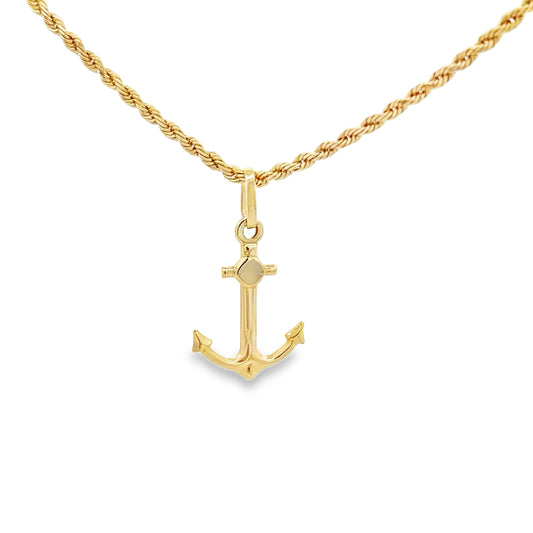 14K Gold Small Anchor Pendant