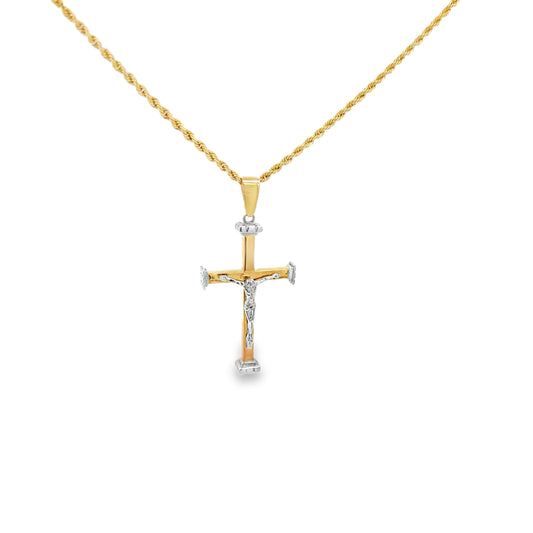 14K Gold Cross 2/T Pendant