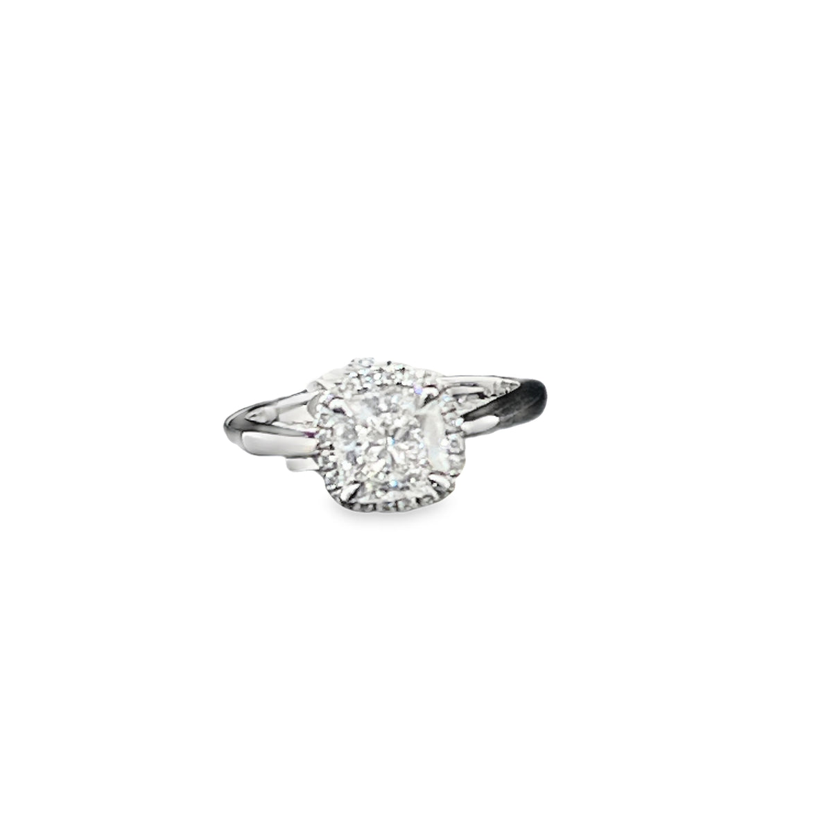 14K White Gold Halo Princess Cut Ring