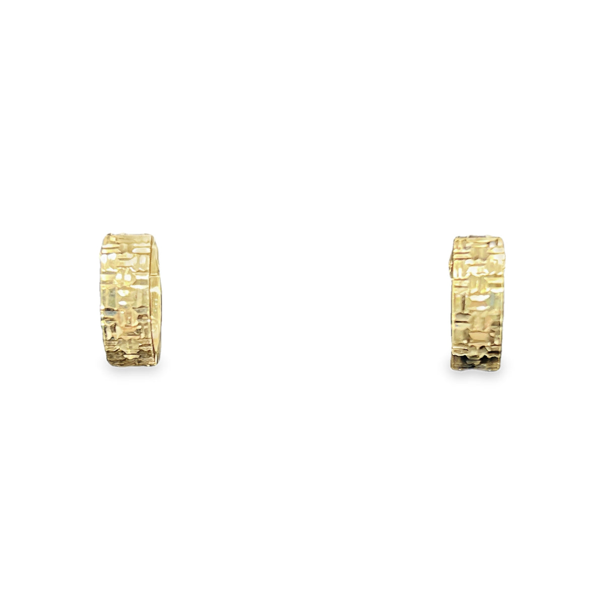 14K Gold Texture Hoops Earrings