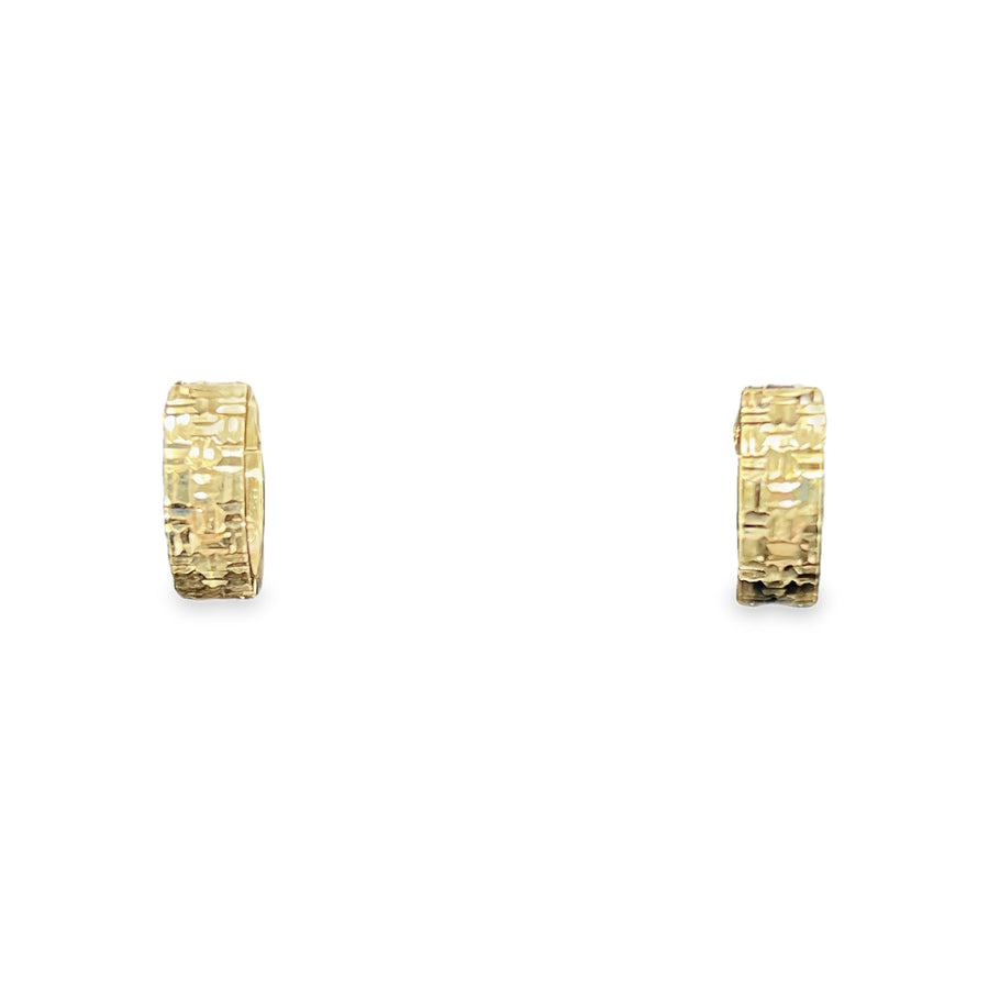 14K Gold Texture Hoops Earrings