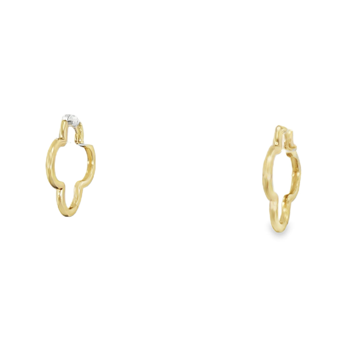 14K Gold Flowers Hoops Earrings