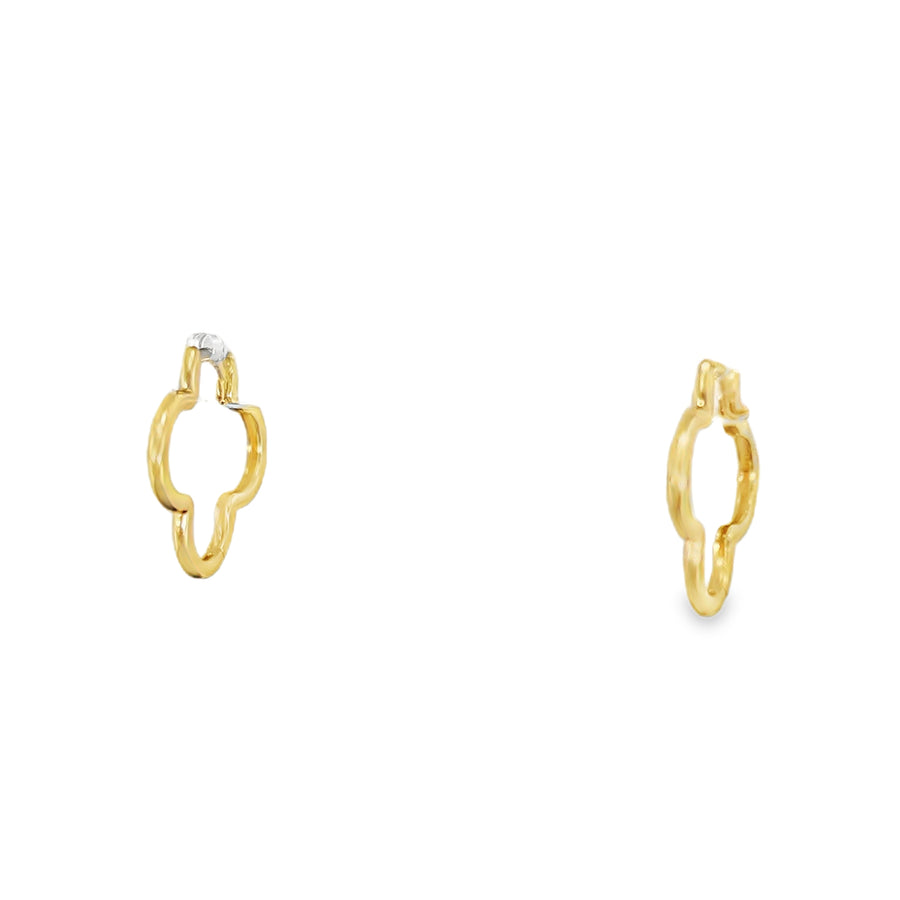 14K Gold Flowers Hoops Earrings