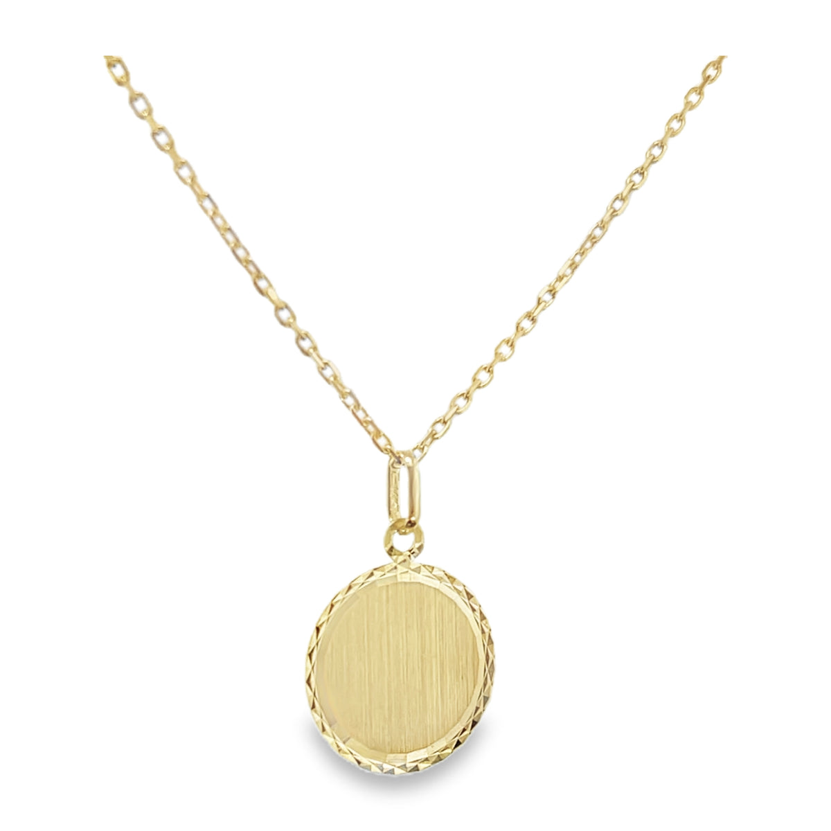 14K Gold Medium Engravable Round Pendant