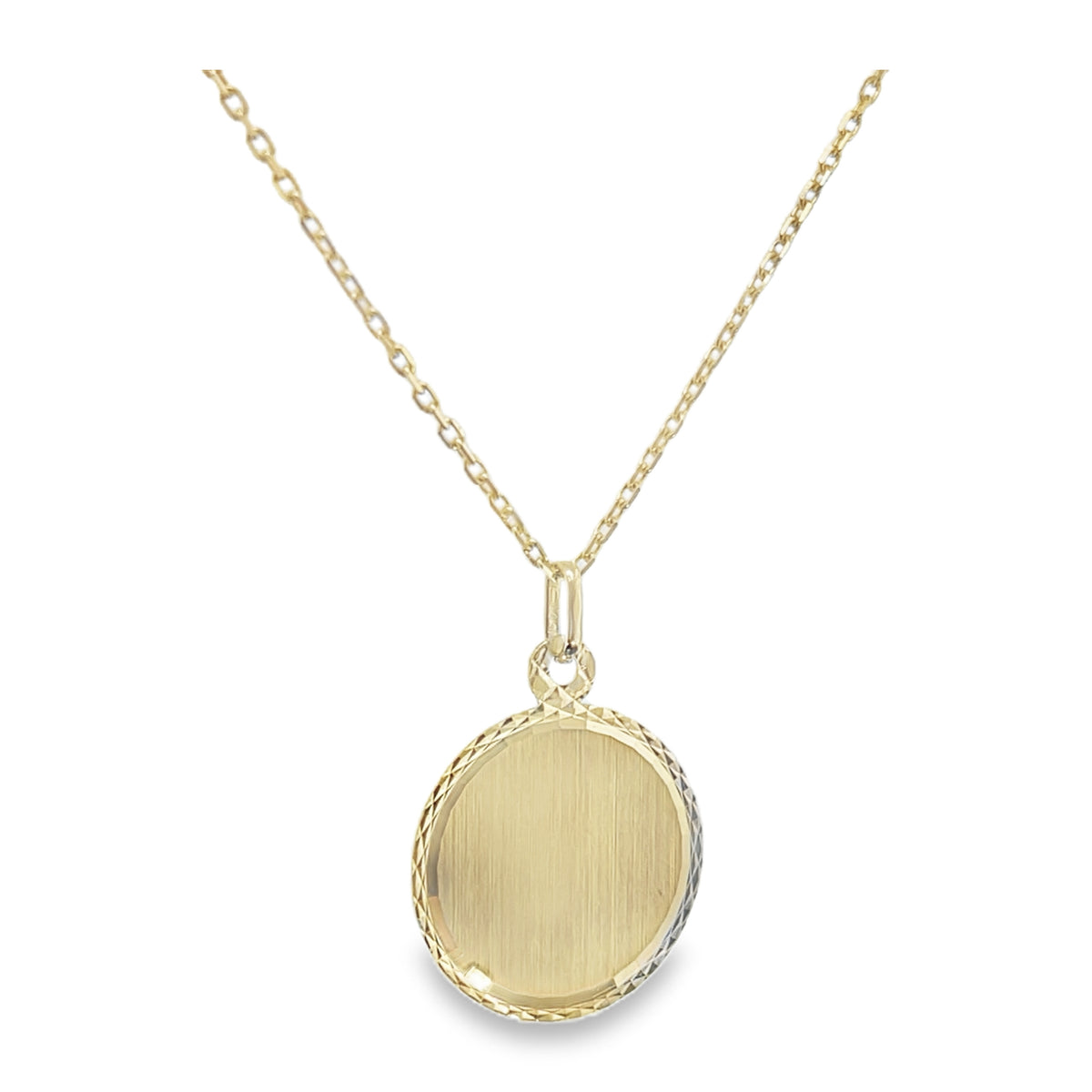 14K Gold Large Engravable Round Pendant