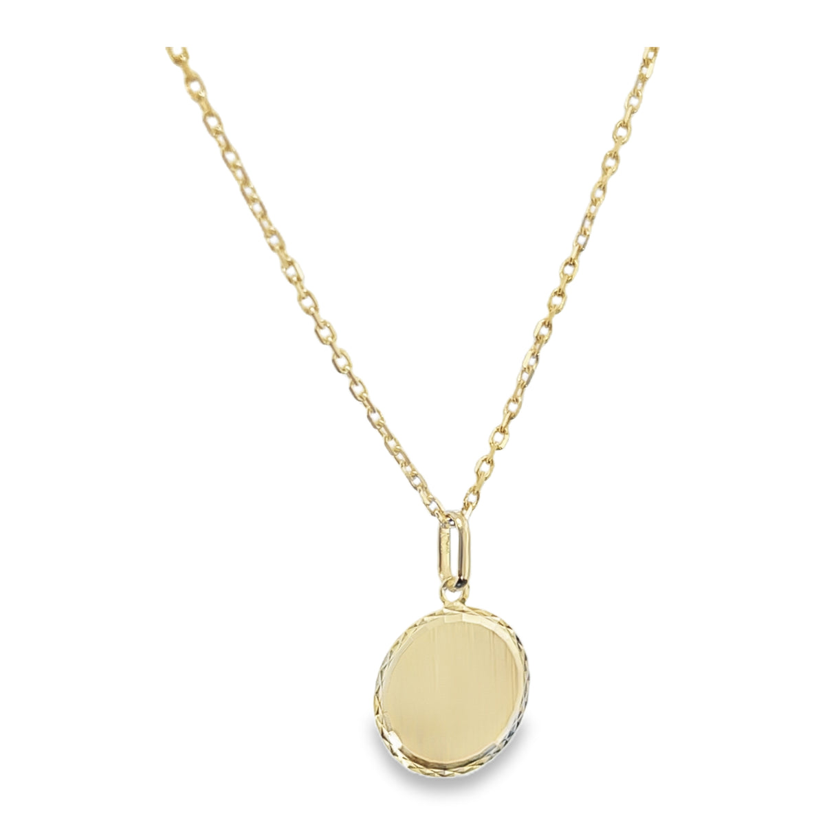14K Gold Small Engravable Round Pendant