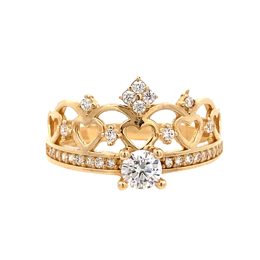 14K Gold Glittering Dream Crown Fifteen Years Ring