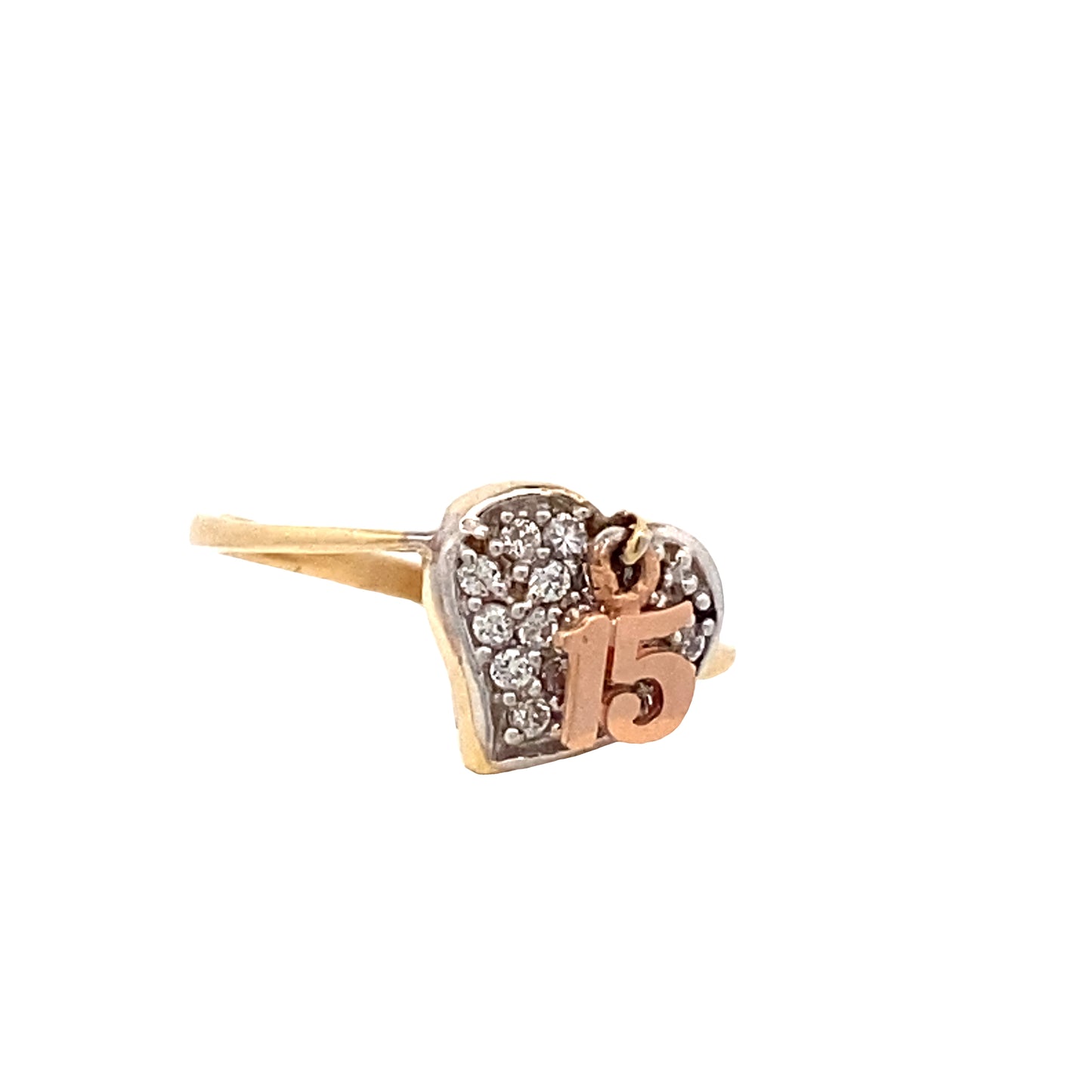 14K Gold Heart  Love Fifteen Ring