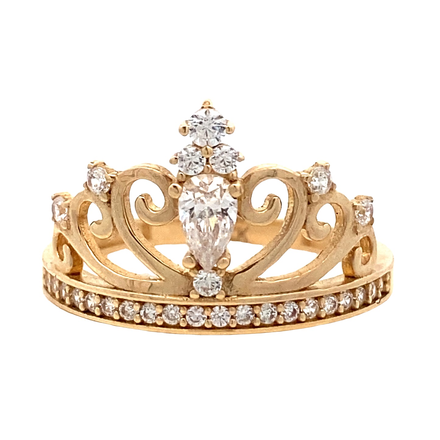 14K Gold Princess Halo Crown Fifteen Years Ring