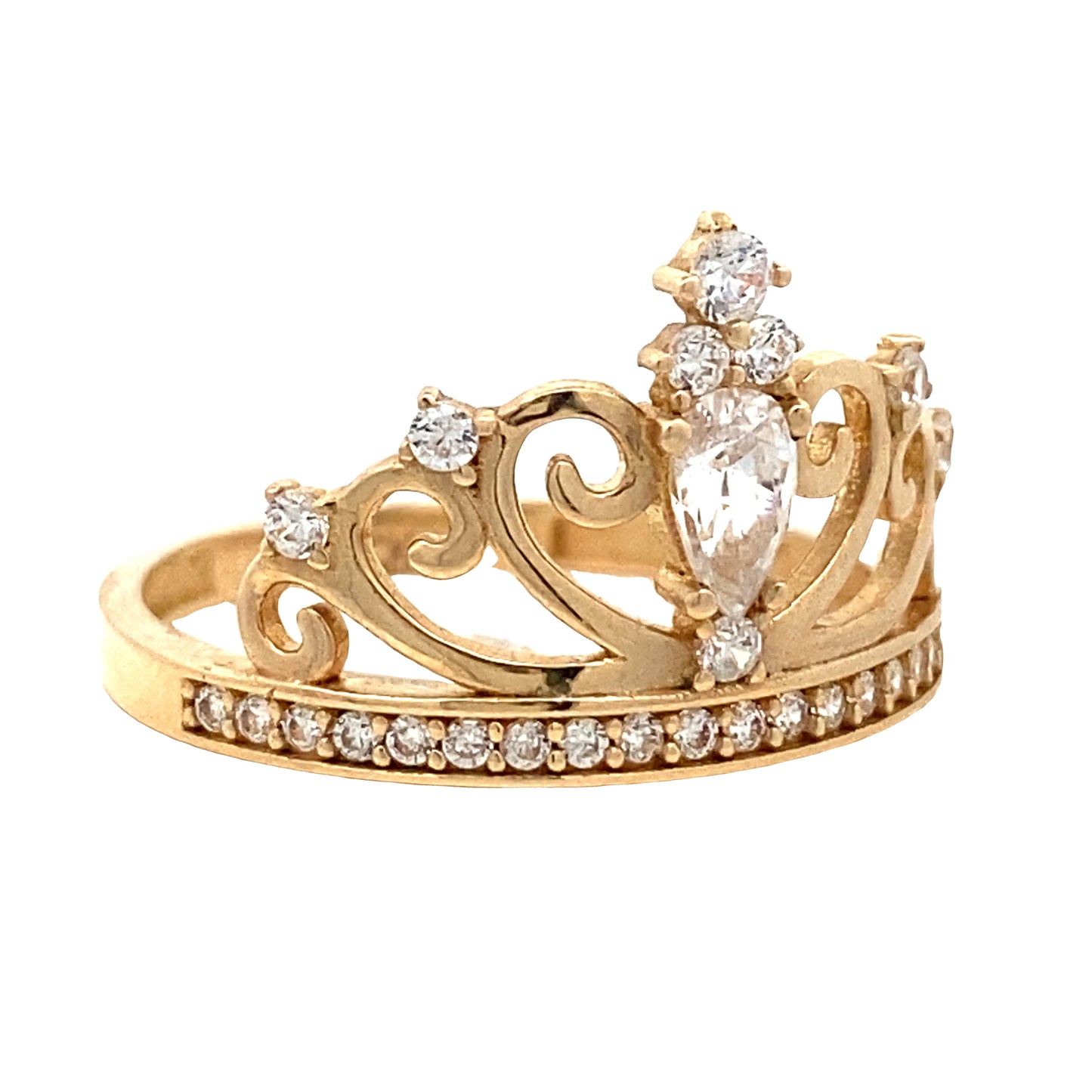 14K Gold Princess Halo Crown Fifteen Years Ring