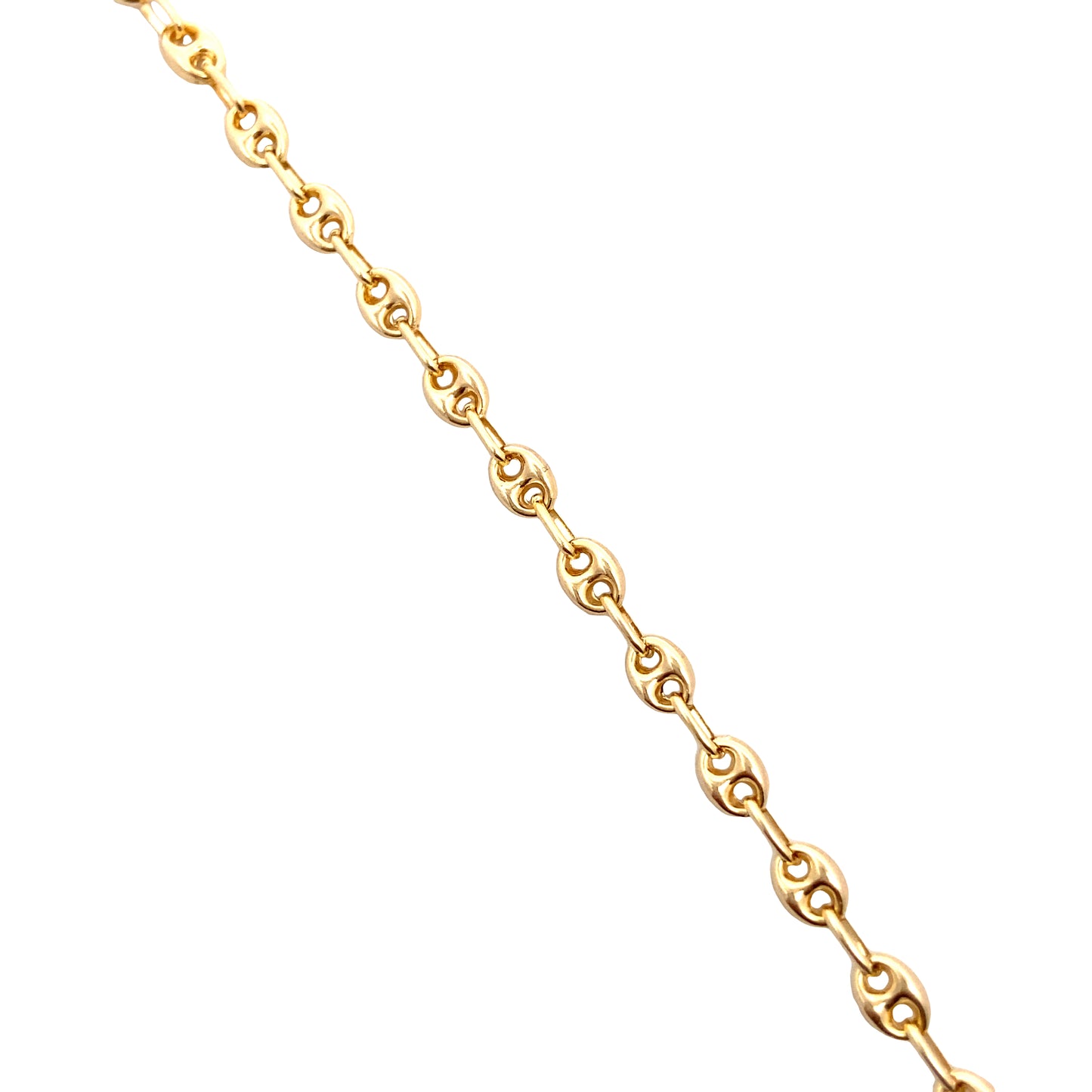 14K Gold Small Coffe Bean Link Bracelet