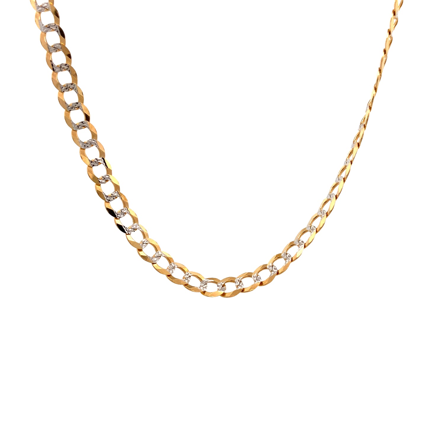 14K Gold Diamond-Cut White Gold Cuban Link Chain