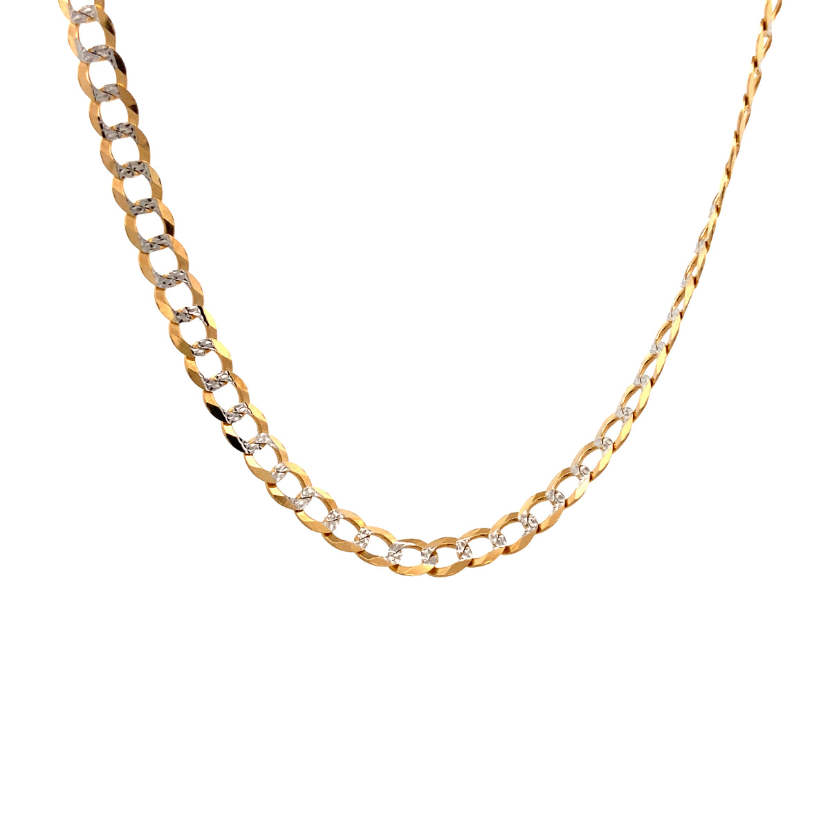 14K Gold Diamond-Cut White Gold Cuban Link Chain | Luby Gold Collection | Luby 