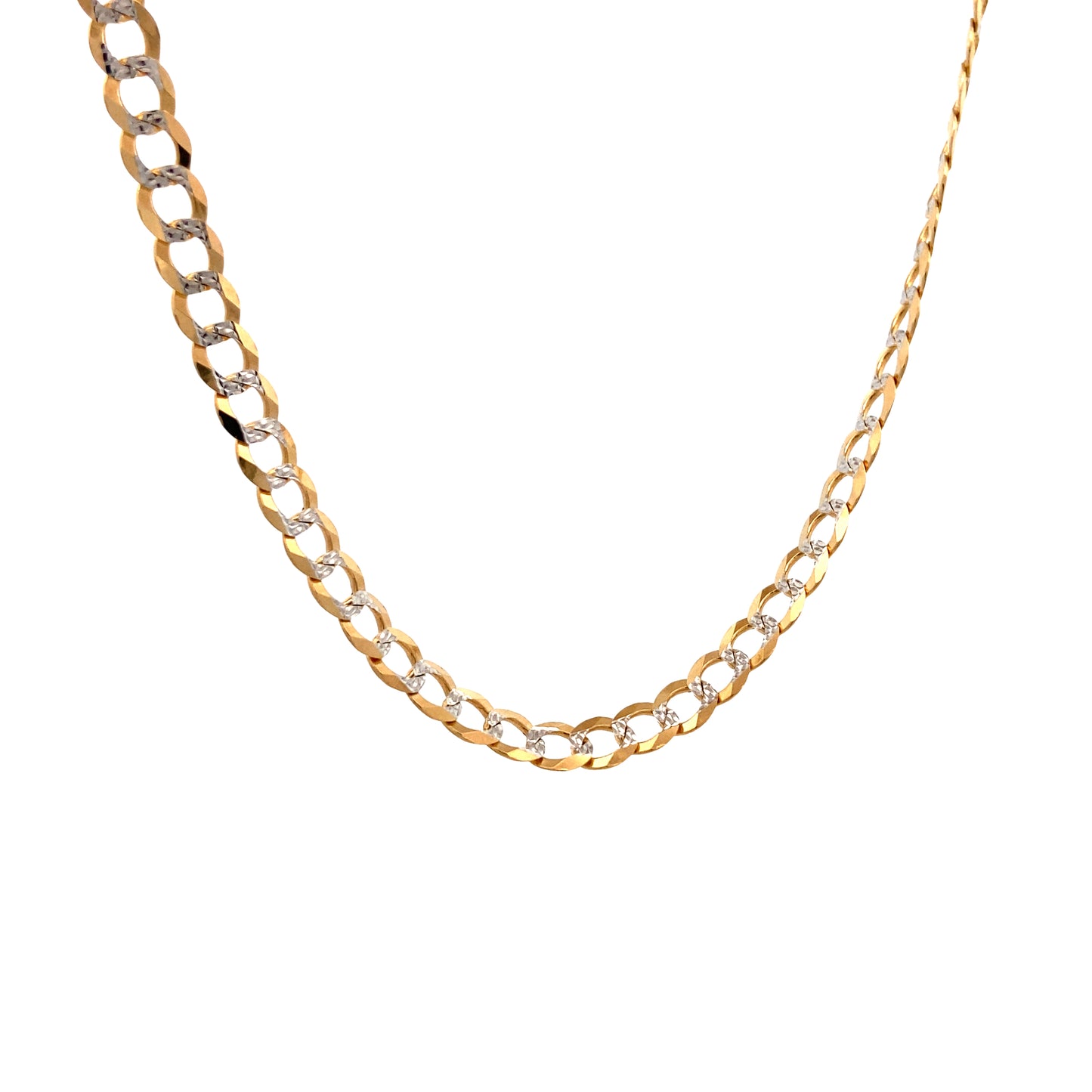 14K Gold Diamond-Cut White Gold Cuban Link Chain