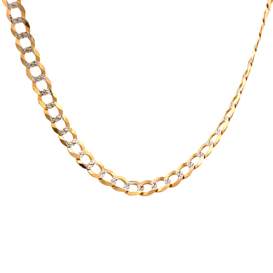 14K Gold Diamond-Cut White Gold Cuban Link Chain