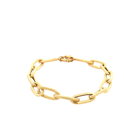 14K Gold Diamond-Cut Rectangular Link Bracelet