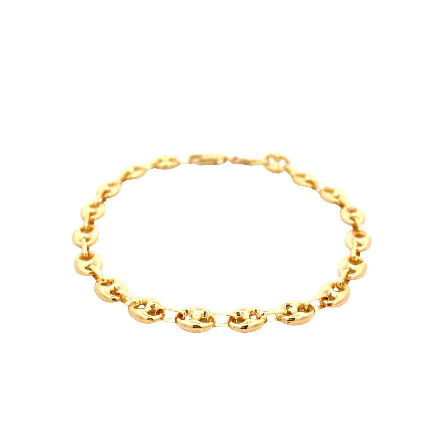 14K Gold Coffe Bean Link Bracelet