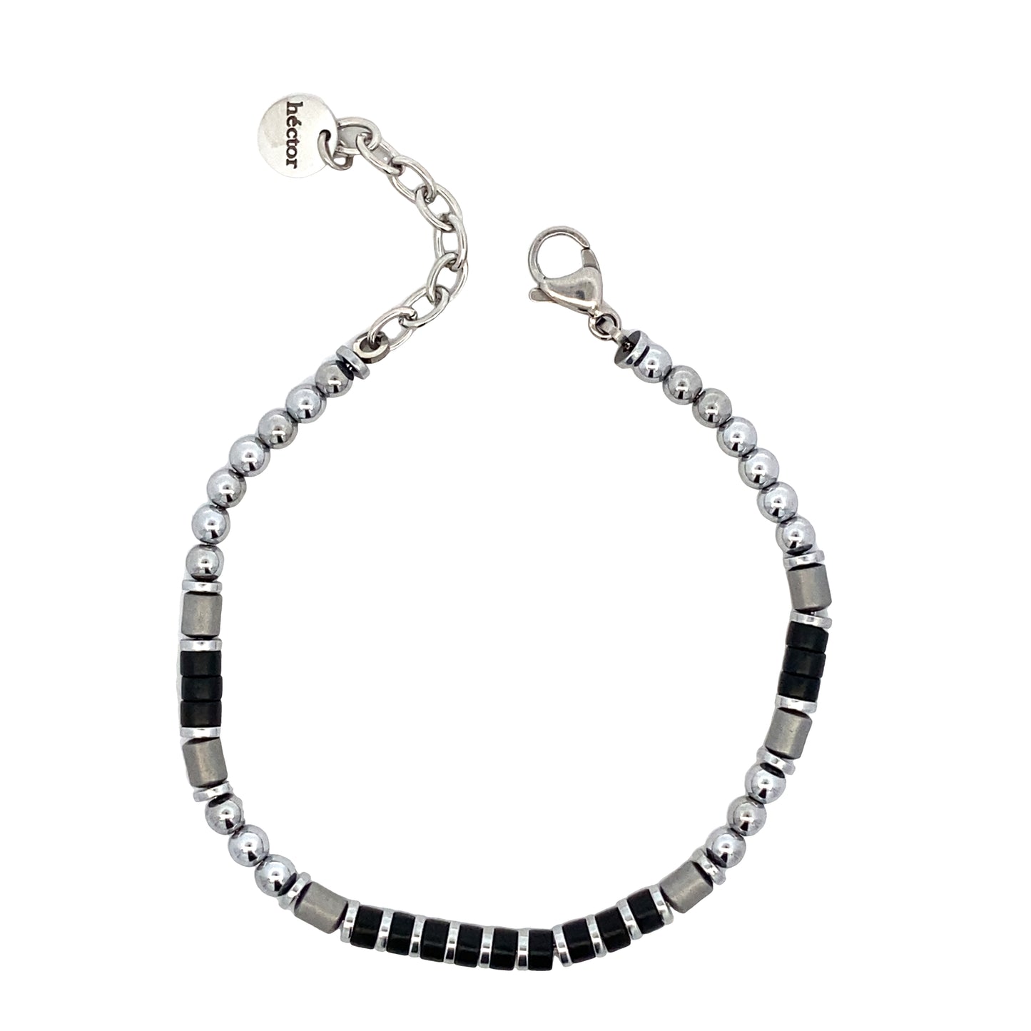 Hector by Marcello Pane Black and Silver Bead Link Bracelet | Hector by Marcello Pane | Luby 