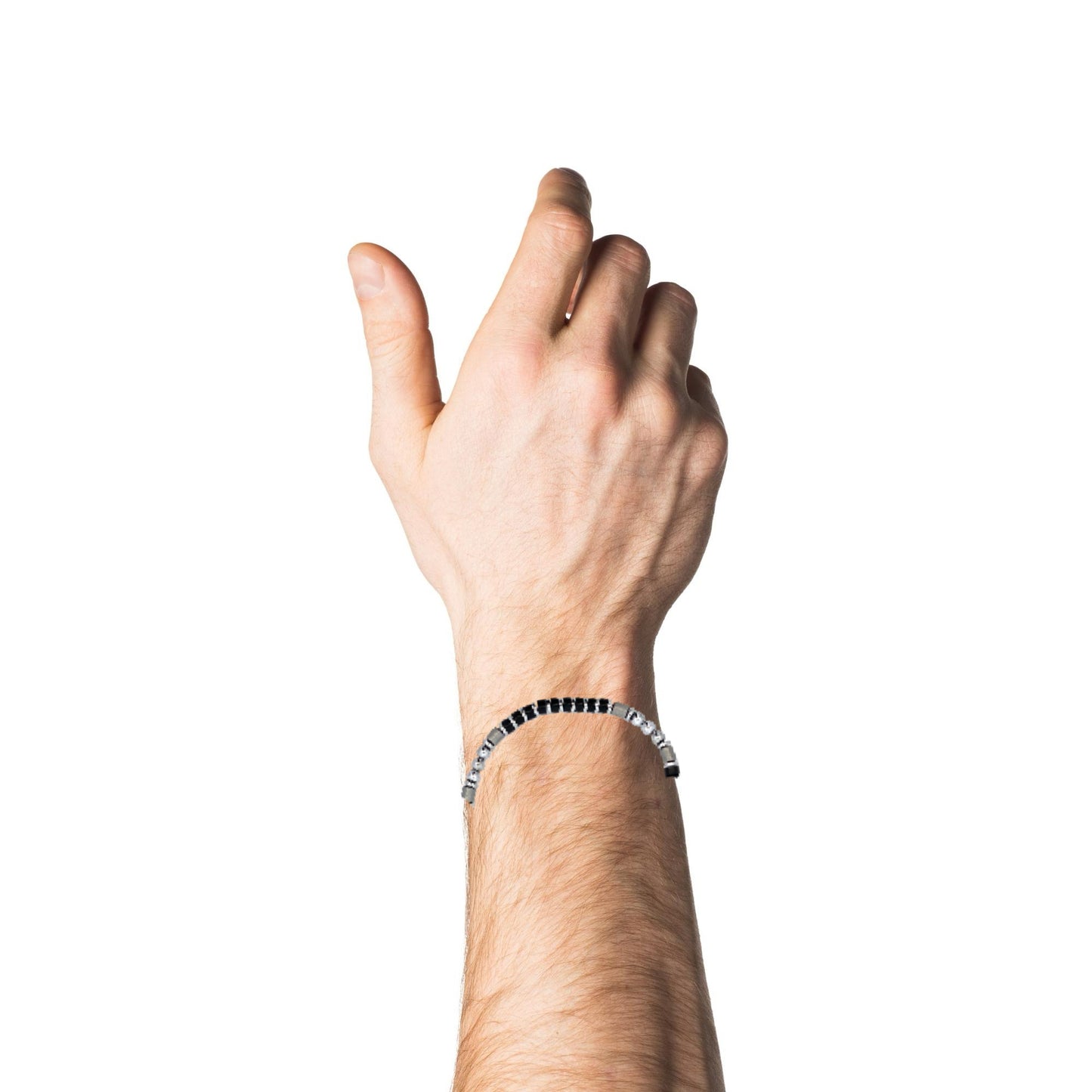 Hector by Marcello Pane Black and Silver Bead Link Bracelet | Hector by Marcello Pane | Luby 