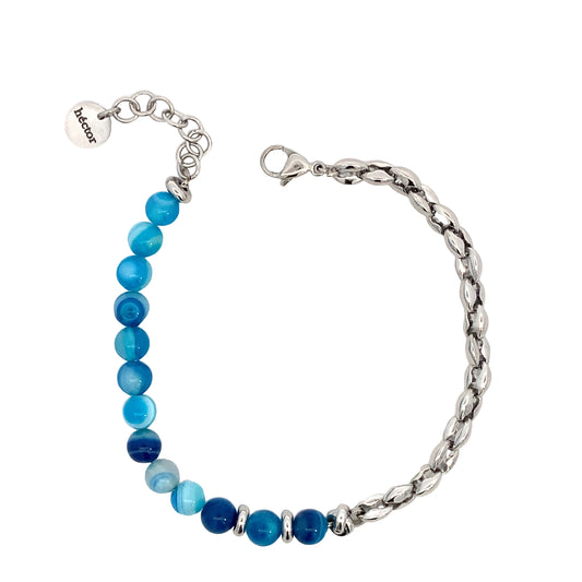 Hector by Marcello Pane Beaded Blue and Coffe Link Bracelet