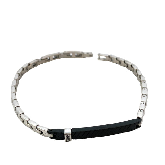 Hector by Marcello Pane Steel and Black Accent Bracelet