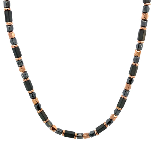 Hector by Marcello Pane Black Steel and Rose Gold Necklace